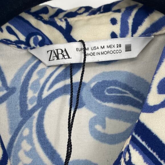 Zara Navy and Cream Paisley Maxi Dress - Picture 7 of 10